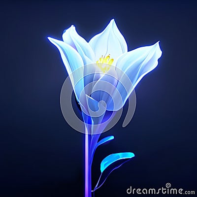 Illustration of a blue crocus on a dark background - digitally rendered AI generated Stock Photo