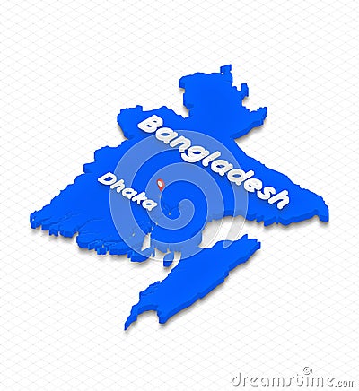 Map of Bangladesh. 3D isometric perspective illustration Stock Photo