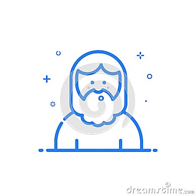 illustration of blue icon in flat line style. Linear blue cute and happy man. Cartoon Illustration