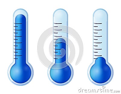 illustration of blue thermometers Different levels Vector Illustration