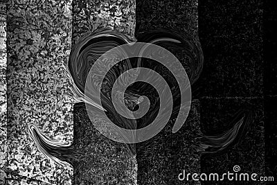 Illustration blur abstract monochrome picture of Zinc sheets pattern black and white background, Looks like face and heart shape. Stock Photo