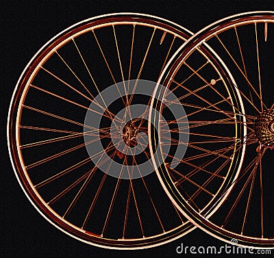 Illustration of blurry Bicycle wheels Stock Photo