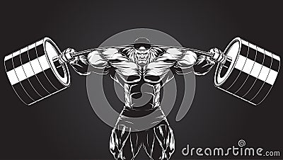 Illustration: bodybuilder with a barbell Vector Illustration