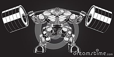 Illustration: bodybuilder with a barbell Vector Illustration