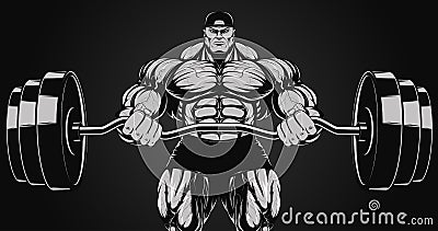 Illustration, bodybuilder with a barbell Vector Illustration