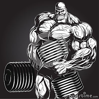 Illustration: bodybuilder with dumbbell Vector Illustration