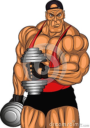 Illustration: Bodybuilder With Dumbbells Stock Photography - Image