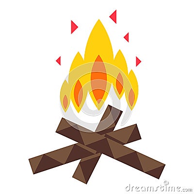 Illustration of bonfire. Ethnic image in native style. Vector Illustration