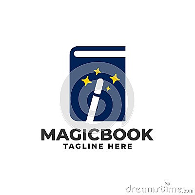 Illustration of a book with a magic wand inside. good for any business related to book Vector Illustration