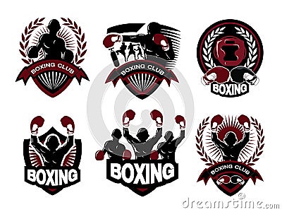 Illustration of boxing logo set Vector Illustration