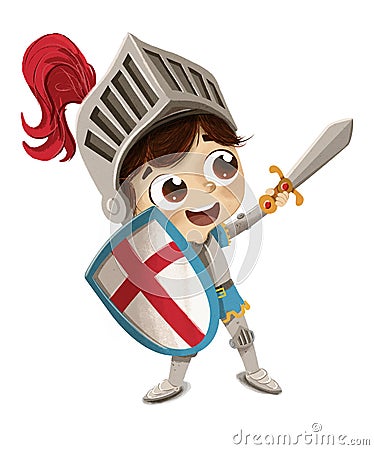 Boy dressed as knight Cartoon Illustration