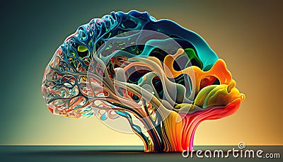 colored translucent glass resembling a brain Cartoon Illustration