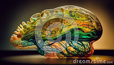 colored translucent glass resembling a brain Cartoon Illustration