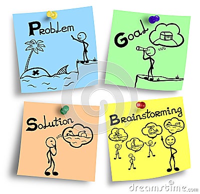 Illustration of brainstorming process explained in four steps Stock Photo