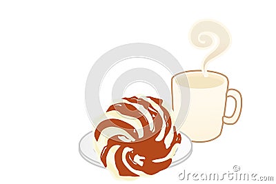 Illustration of bread coffee mug on white background Stock Photo