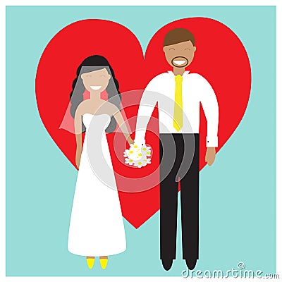 Illustration with bride and groom Vector Illustration