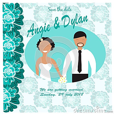 Illustration with bride and groom Vector Illustration