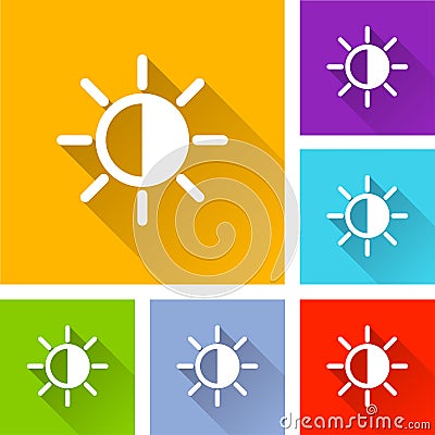 Brightness icons with long shadow Vector Illustration