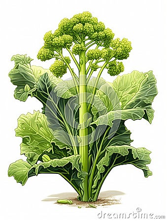 Illustration of broccoli plant on white background Stock Photo