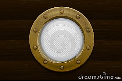 Illustration of a bronze or brass ship porthole (transparency in additional format only) Vector Illustration