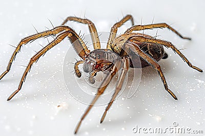 A brown recluse spider floating in the air on white background, no shadows, no text space, no reflections, no borders, no sha Cartoon Illustration