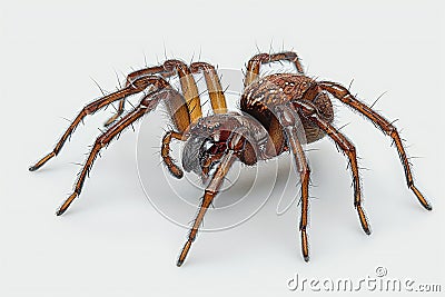 A brown recluse spider floating in the air on white background, no shadows, no text space, no reflections, no borders, no sha Cartoon Illustration