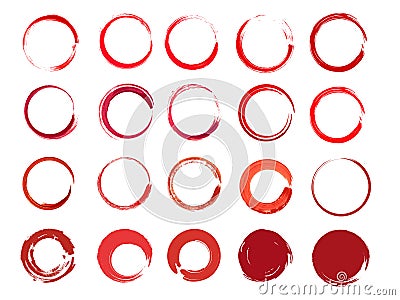 Brush circle set Red Vector Illustration
