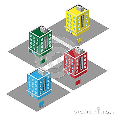 Isometric vector 3D colorful apartments, condominium for sales real estate Vector Illustration