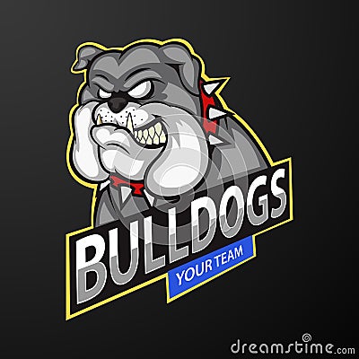 Bulldog wild animal head mascot, logo for a sport team Vector Illustration