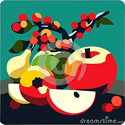 Illustration of a bunch of apples and a bunch of red apples Generative AI Vector Illustration