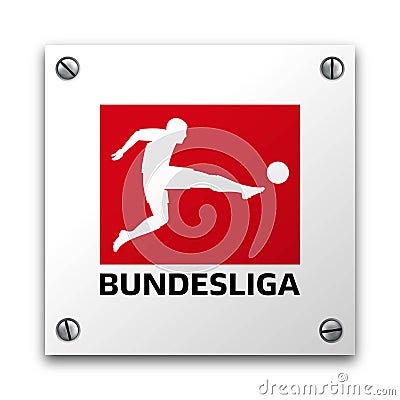 Illustration of Bundesliga signage logo isolated on a white plate. Illustrative editorial use Editorial Stock Photo