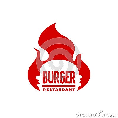 Illustration of a burger inside a flame. for burger restaurant or any business related to burger Vector Illustration