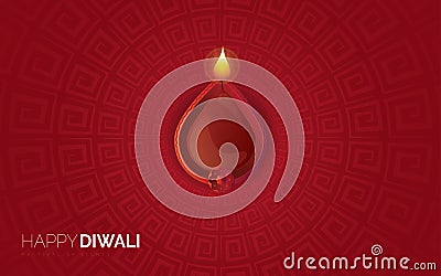 Illustration of burning diya on Happy Diwali Holiday background Vector Illustration