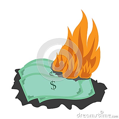 Illustration of burning money. Money illustration Vector Illustration