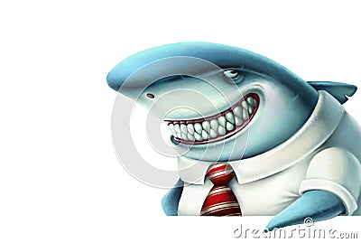 Illustration of business shark smiles slyly Stock Photo