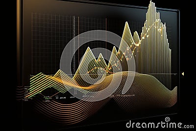 illustration Business success and growth concept.Stock market business graph chart on digital screen.Forex market, Gold market. Cartoon Illustration