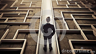 Choices of a businessman and difficult career concept Cartoon Illustration
