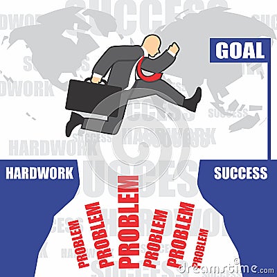 Illustration of businessman goes to success because of the hardwork Stock Photo