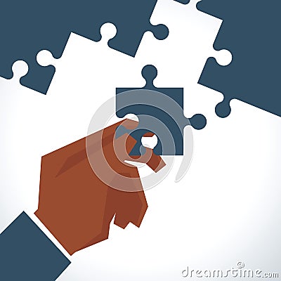 Illustration Of Businessman With Last Piece Of Jigsaw Puzzle Vector Illustration