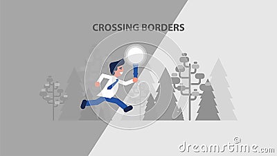 Illustration businessman manager crossing Vector Illustration