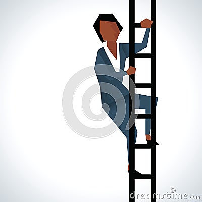 Illustration Of Businesswoman Climbing Ladder Vector Illustration