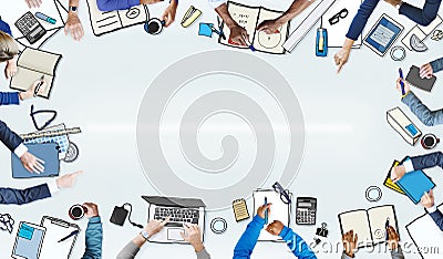 Illustration of Busy Business People Meeting Stock Photo