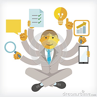 Illustration of busy businessman Vector Illustration