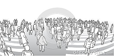 Illustration of busy street crossing in perspective Vector Illustration