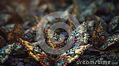 Illustration of a butterfly perched on a beautiful flower Stock Photo