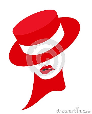 Illustration of a cabaret girl with red hat Stock Photo