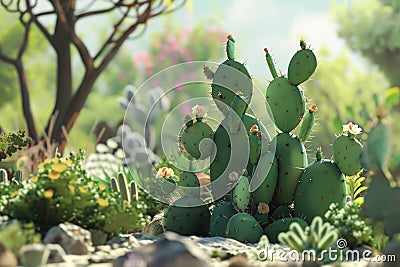 Illustration of cactus cartoon pattern Stock Photo