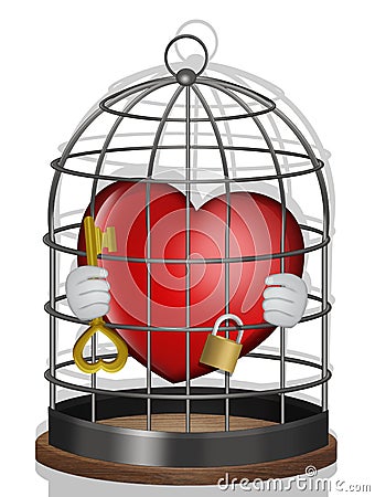 Illustration of caged heart Cartoon Illustration