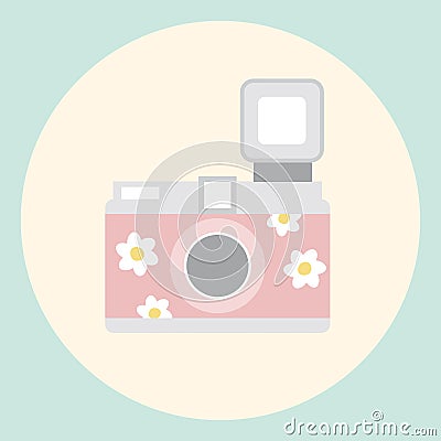 Illustration of camera decorated with flower Stock Photo