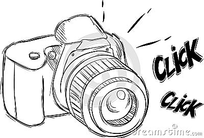 Illustration of camera in sketch style Vector Illustration